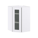 Hugo&Borg Jolie 24-in W x 35-in H x 14-in D Warm White Blind Corner Wall Fully Assembled Cabinet (Glass Panel Shaker Style)
