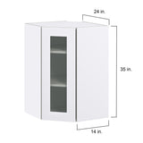 Hugo&Borg Jolie 24-in W x 35-in H x 14-in D Warm White Blind Corner Wall Fully Assembled Cabinet (Glass Panel Shaker Style)