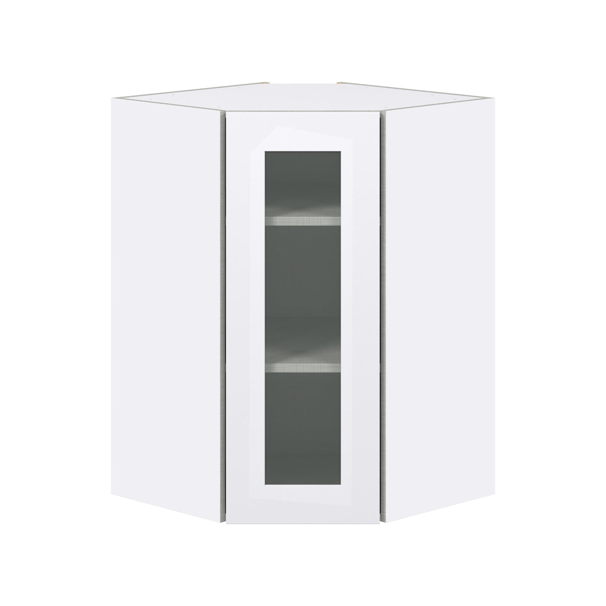 Hugo&Borg Jolie 24-in W x 35-in H x 14-in D Warm White Blind Corner Wall Fully Assembled Cabinet (Glass Panel Shaker Style)