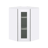 Hugo&Borg Jolie 24-in W x 35-in H x 14-in D Warm White Blind Corner Wall Fully Assembled Cabinet (Glass Panel Shaker Style)