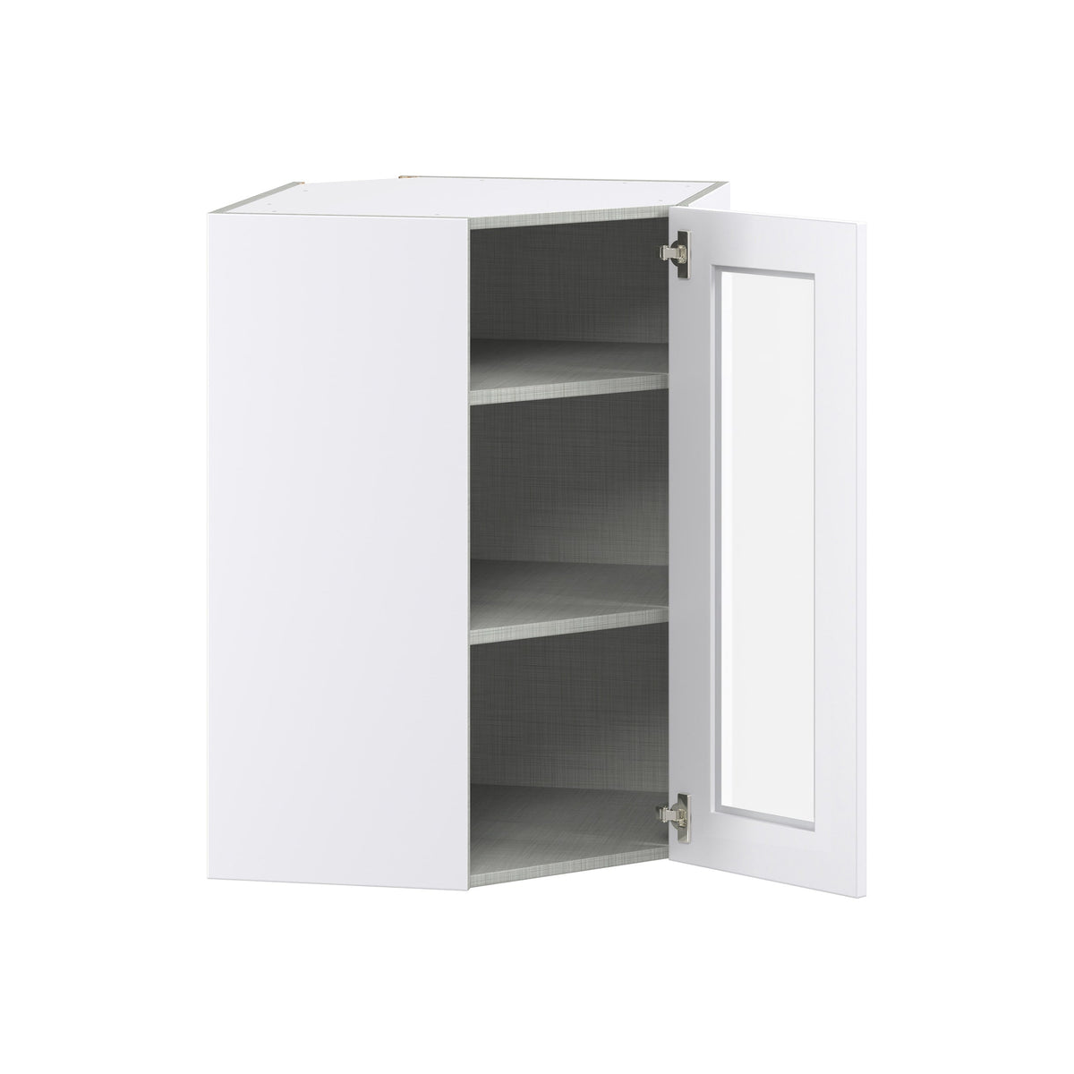 Hugo&Borg Jolie 24-in W x 35-in H x 14-in D Warm White Blind Corner Wall Fully Assembled Cabinet (Glass Panel Shaker Style)