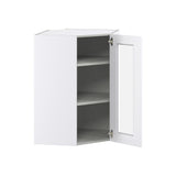 Hugo&Borg Jolie 24-in W x 35-in H x 14-in D Warm White Blind Corner Wall Fully Assembled Cabinet (Glass Panel Shaker Style)