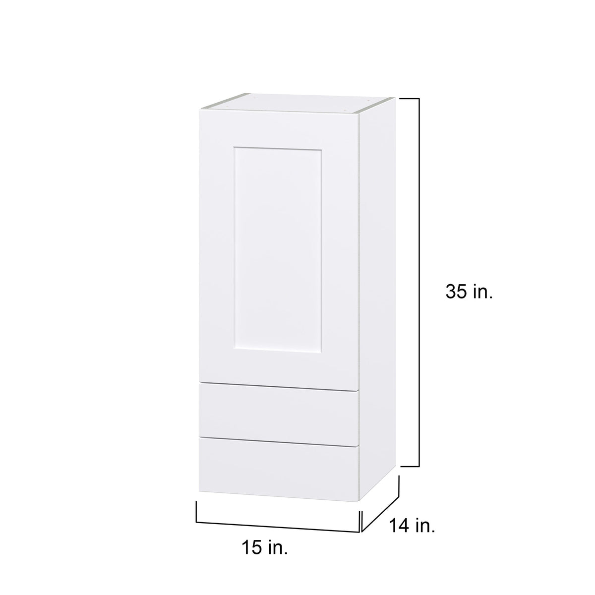 Hugo&Borg Jolie 15-in W x 35-in H x 14-in D Warm White 2-Drawers Wall Fully Assembled Cabinet (Flat Panel Shaker Style)