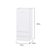 Hugo&Borg Jolie 15-in W x 35-in H x 14-in D Warm White 2-Drawers Wall Fully Assembled Cabinet (Flat Panel Shaker Style)