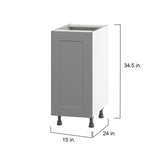 Hugo&Borg Beaumont 15-in W x 34.5-in H x 24-in D Slate Gray Base Fully Assembled Cabinet (Flat Panel Shaker Door Style)