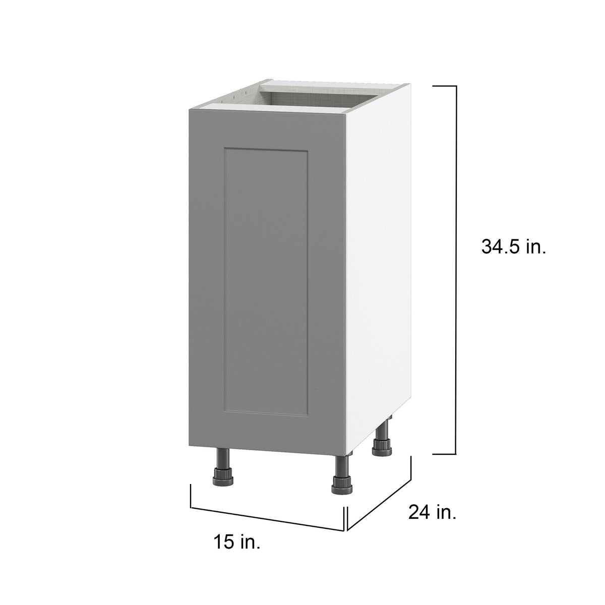 Hugo&Borg Beaumont 15-in W x 34.5-in H x 24-in D Slate Gray 3-Drawers Base Fully Assembled Cabinet (Flat Panel Shaker Style)