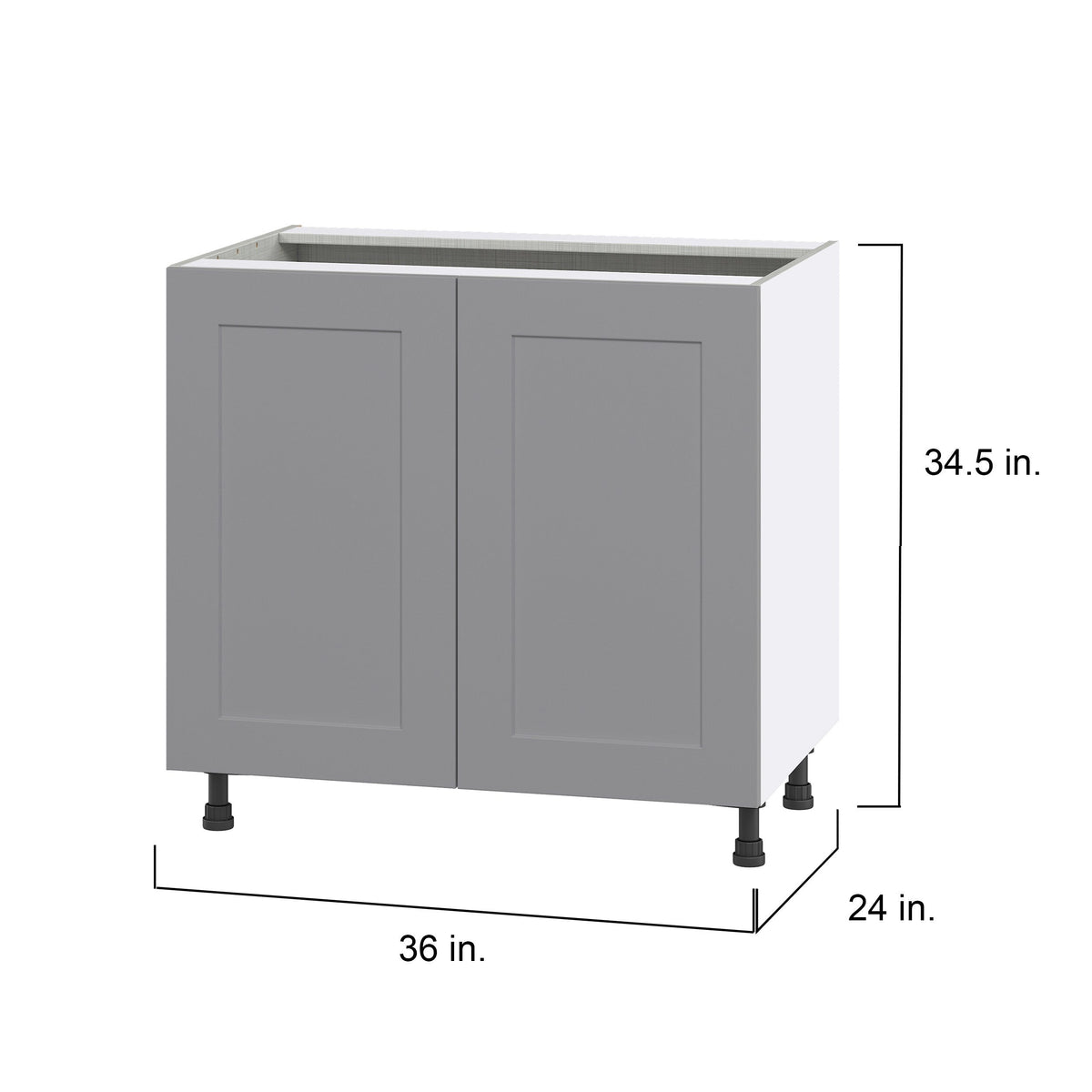 Hugo&Borg Beaumont 36-in W x 34.5-in H x 24-in D Slate Gray 3-Drawers Base Fully Assembled Cabinet (Flat Panel Shaker Style)
