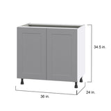 Hugo&Borg Beaumont 36-in W x 34.5-in H x 24-in D Slate Gray 3-Drawers Base Fully Assembled Cabinet (Flat Panel Shaker Style)