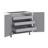 Hugo&Borg Beaumont 36-in W x 34.5-in H x 24-in D Slate Gray 3-Drawers Base Fully Assembled Cabinet (Flat Panel Shaker Style)