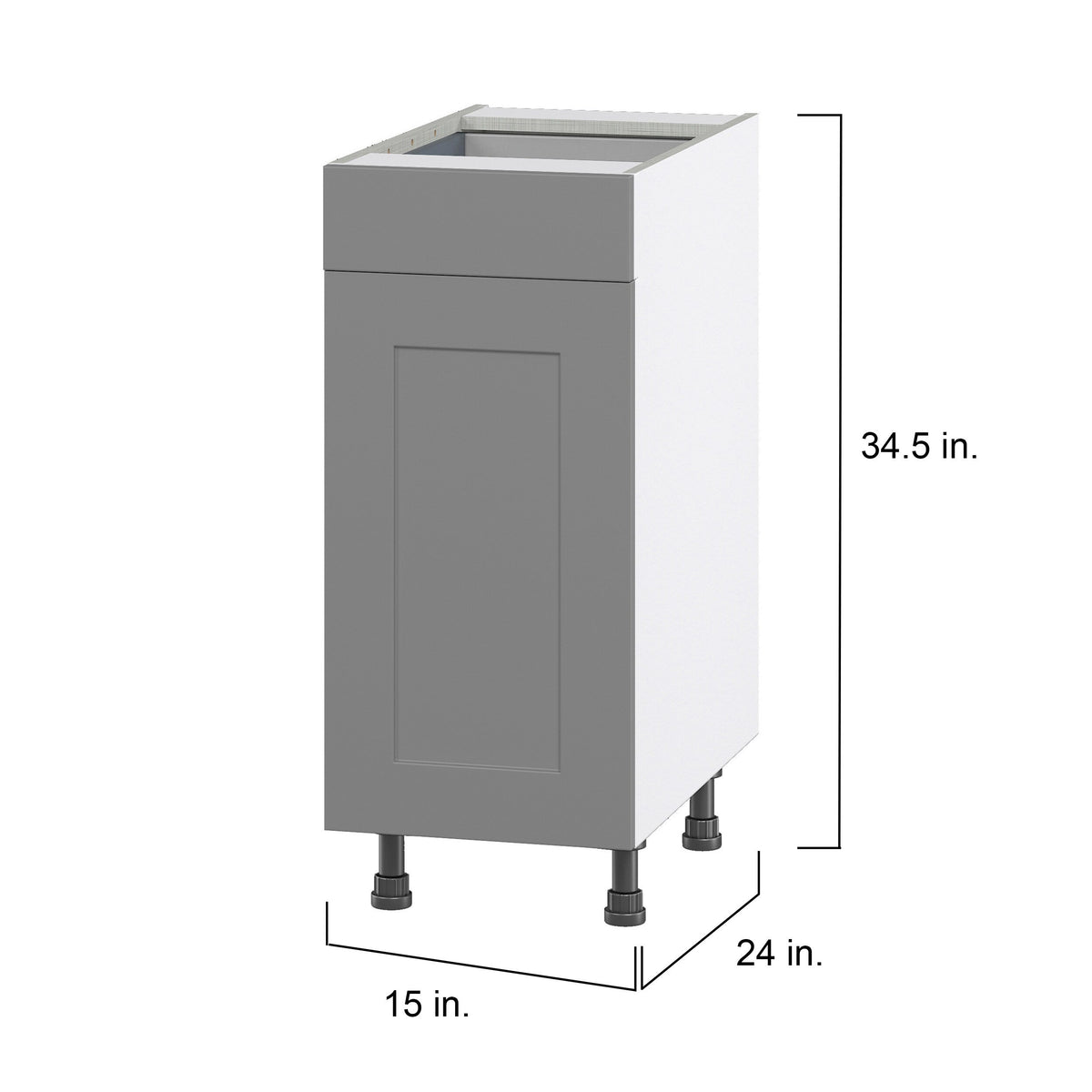 Hugo&Borg Beaumont 15-in W x 34.5-in H x 24-in D Slate Gray 1-Drawer Base Fully Assembled Cabinet (Flat Panel Shaker Style)