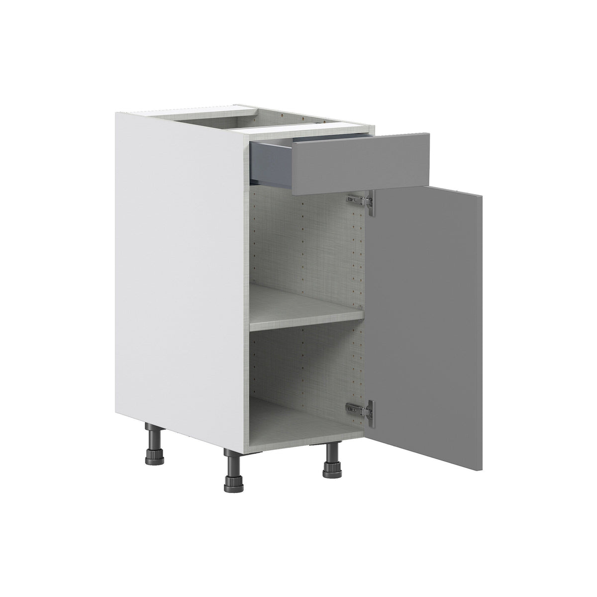 Hugo&Borg Beaumont 15-in W x 34.5-in H x 24-in D Slate Gray 1-Drawer Base Fully Assembled Cabinet (Flat Panel Shaker Style)