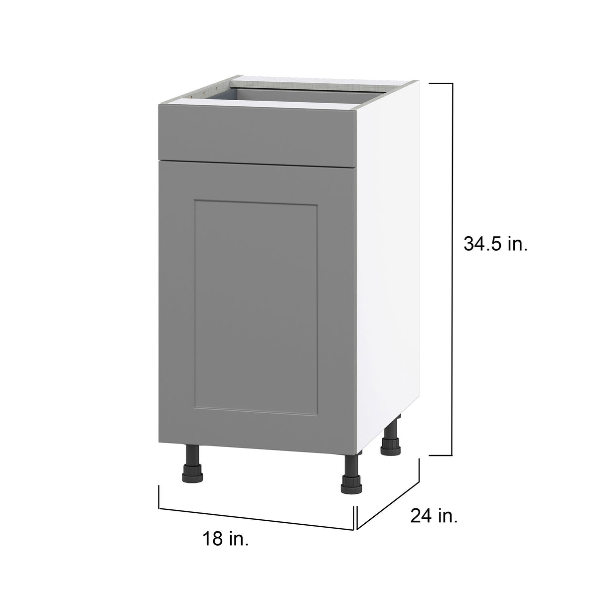 Hugo&Borg Beaumont 18-in W x 34.5-in H x 24-in D Slate Gray 1-Drawer Base Fully Assembled Cabinet (Flat Panel Shaker Style)