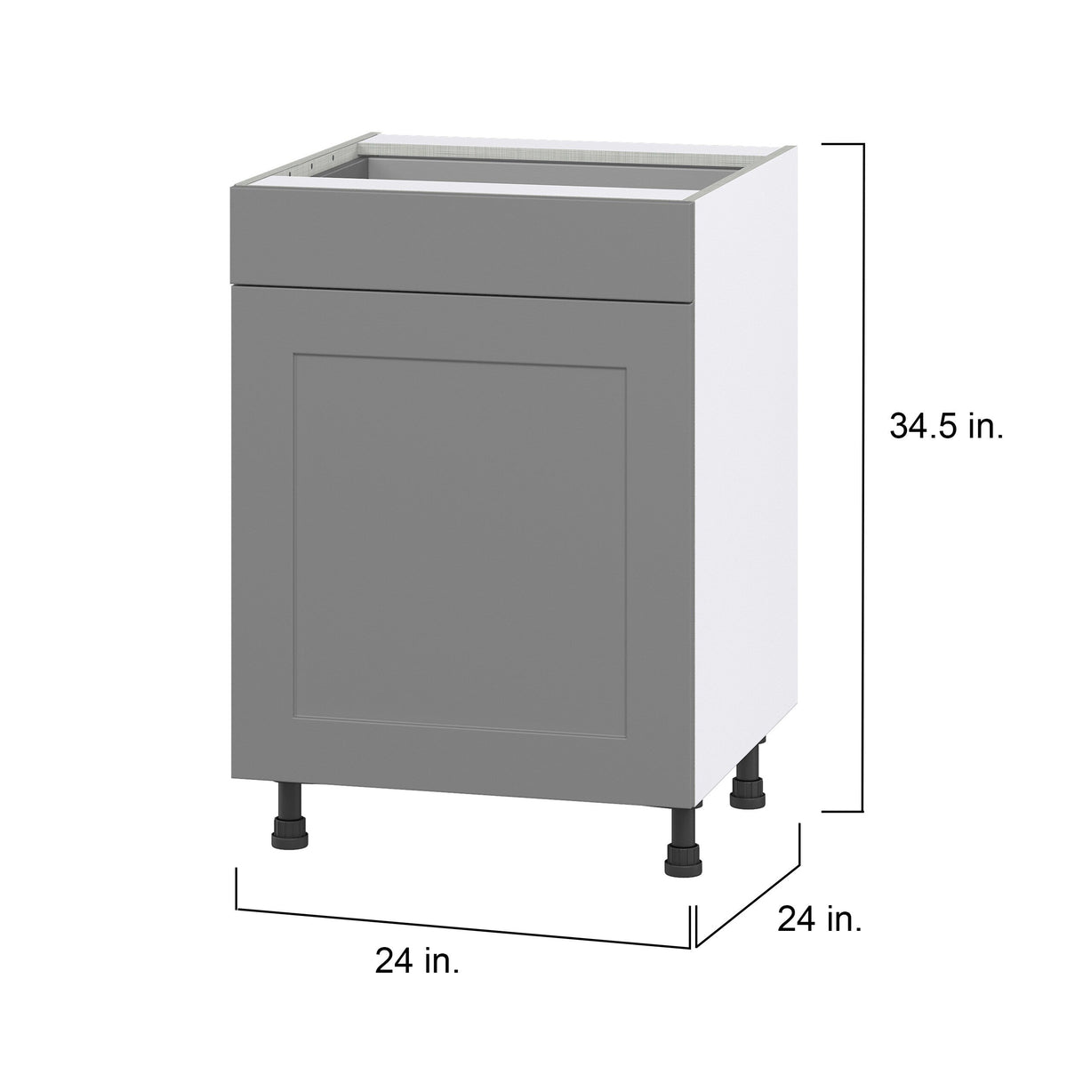 Hugo&Borg Beaumont 24-in W x 34.5-in H x 24-in D Slate Gray 1-Drawer Base Fully Assembled Cabinet (Flat Panel Shaker Style)
