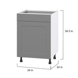 Hugo&Borg Beaumont 24-in W x 34.5-in H x 24-in D Slate Gray 1-Drawer Base Fully Assembled Cabinet (Flat Panel Shaker Style)