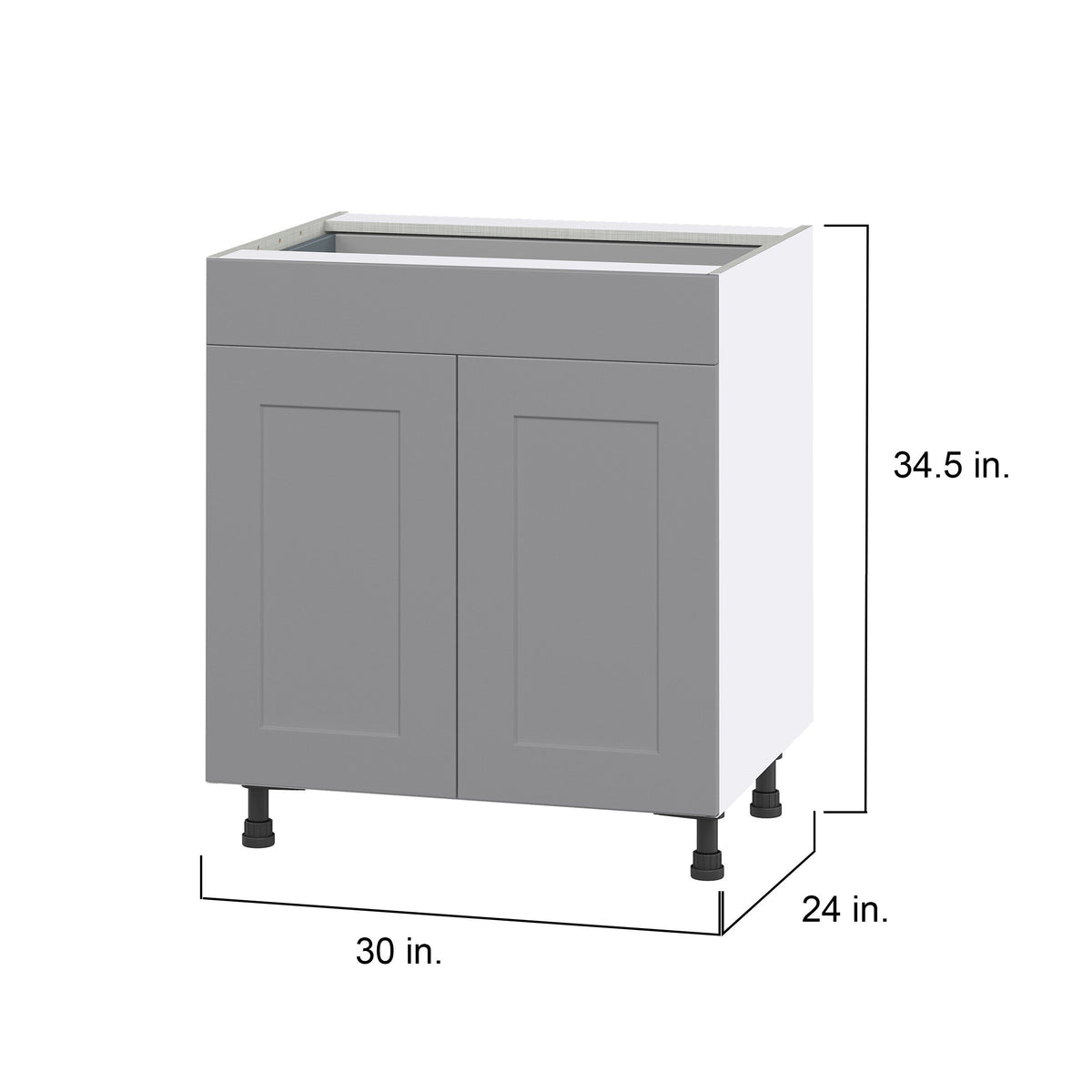 Hugo&Borg Beaumont 30-in W x 34.5-in H x 24-in D Slate Gray 1-Drawer Base Fully Assembled Cabinet (Flat Panel Shaker Style)