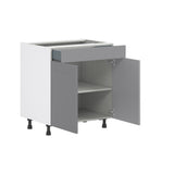 Hugo&Borg Beaumont 30-in W x 34.5-in H x 24-in D Slate Gray 1-Drawer Base Fully Assembled Cabinet (Flat Panel Shaker Style)