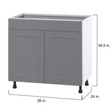 Hugo&Borg Beaumont 36-in W x 34.5-in H x 24-in D Slate Gray 1-Drawer Base Fully Assembled Cabinet (Flat Panel Shaker Style)