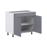 Hugo&Borg Beaumont 36-in W x 34.5-in H x 24-in D Slate Gray 1-Drawer Base Fully Assembled Cabinet (Flat Panel Shaker Style)