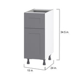 Hugo&Borg Beaumont 15-in W x 34.5-in H x 24-in D Slate Gray 1-Drawer Base Fully Assembled Cabinet (Flat Panel Shaker Style)