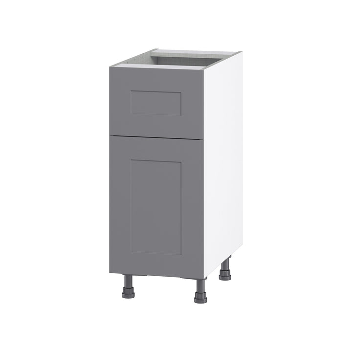Hugo&Borg Beaumont 15-in W x 34.5-in H x 24-in D Slate Gray 1-Drawer Base Fully Assembled Cabinet (Flat Panel Shaker Style)