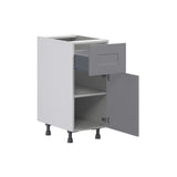 Hugo&Borg Beaumont 15-in W x 34.5-in H x 24-in D Slate Gray 1-Drawer Base Fully Assembled Cabinet (Flat Panel Shaker Style)