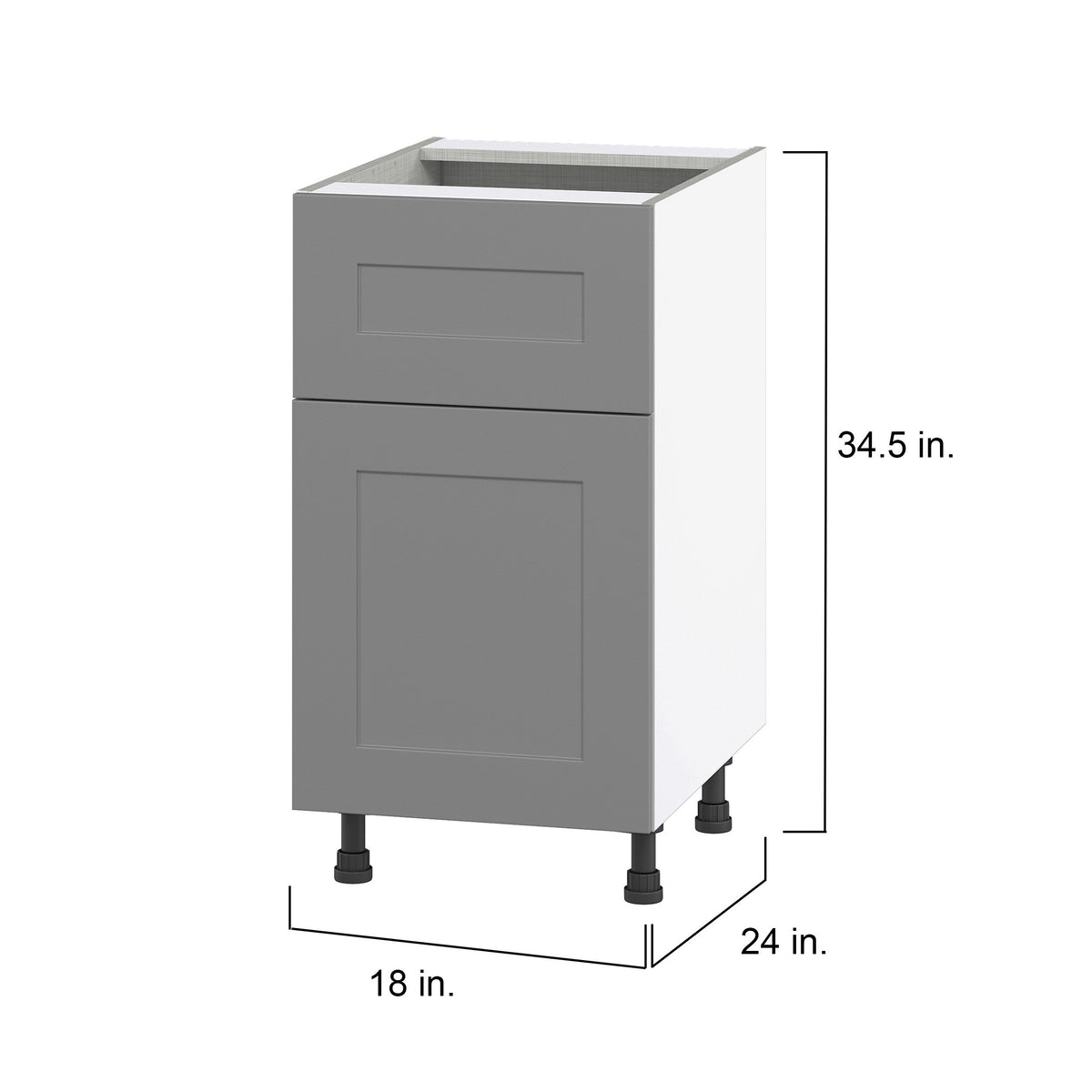 Hugo&Borg Beaumont 18-in W x 34.5-in H x 24-in D Slate Gray 1-Drawer Base Fully Assembled Cabinet (Flat Panel Shaker Style)