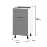Hugo&Borg Beaumont 18-in W x 34.5-in H x 24-in D Slate Gray 1-Drawer Base Fully Assembled Cabinet (Flat Panel Shaker Style)