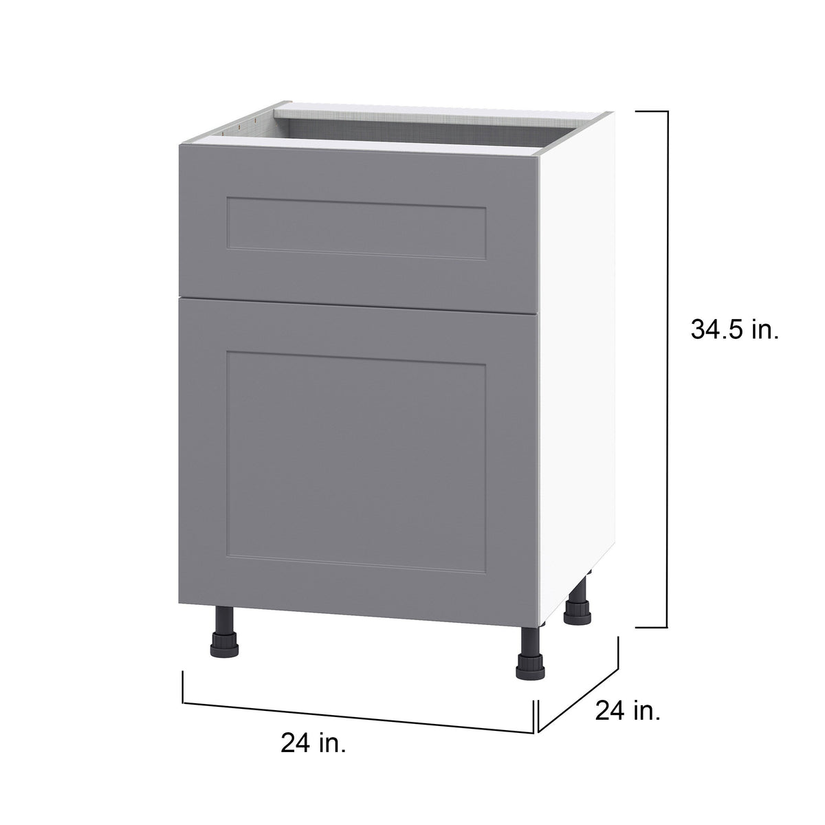 Hugo&Borg Beaumont 24-in W x 34.5-in H x 24-in D Slate Gray 1-Drawer Base Fully Assembled Cabinet (Flat Panel Shaker Style)