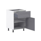 Hugo&Borg Beaumont 24-in W x 34.5-in H x 24-in D Slate Gray 1-Drawer Base Fully Assembled Cabinet (Flat Panel Shaker Style)