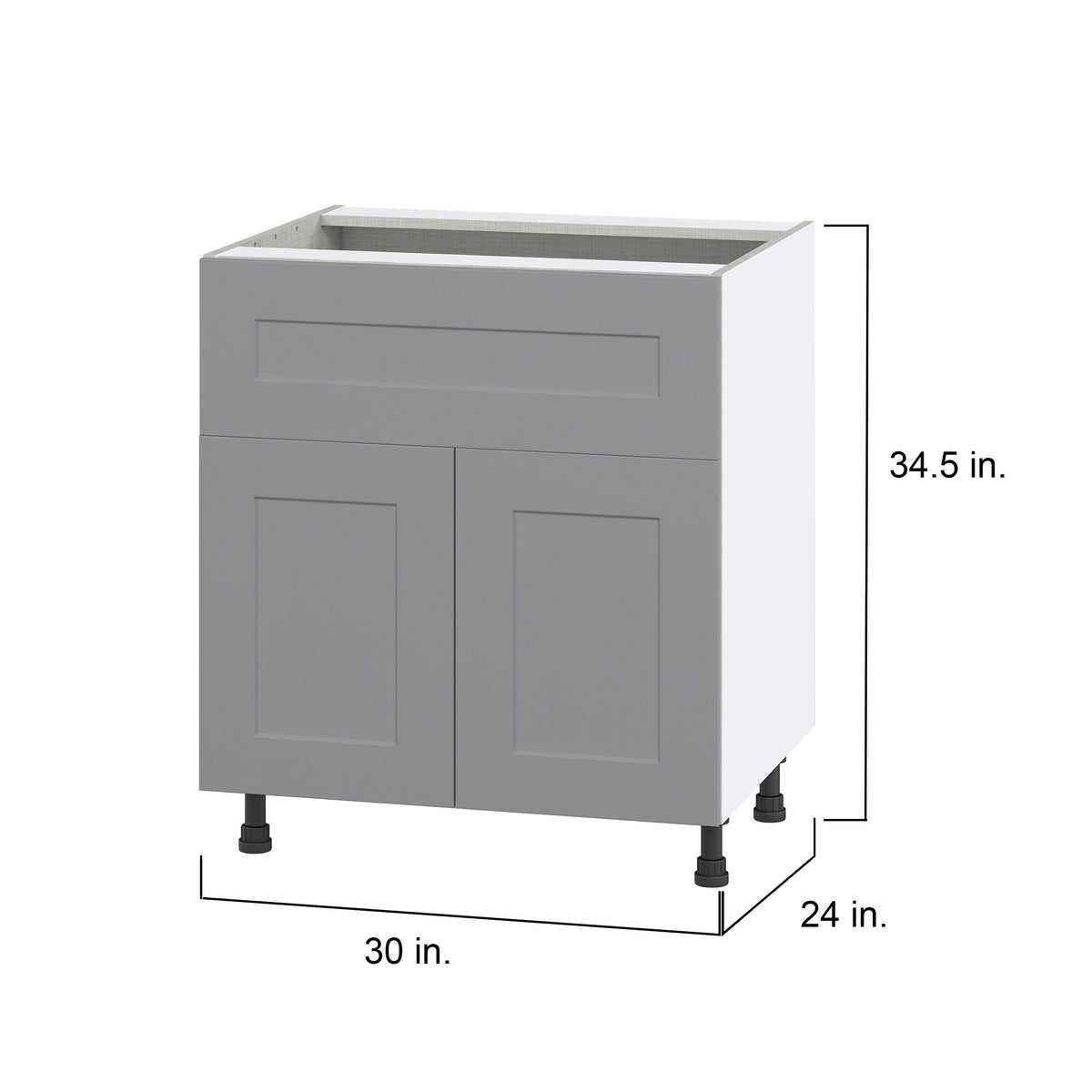 Hugo&Borg Beaumont 30-in W x 34.5-in H x 24-in D Slate Gray 1-Drawer Base Fully Assembled Cabinet (Flat Panel Shaker Style)