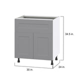 Hugo&Borg Beaumont 30-in W x 34.5-in H x 24-in D Slate Gray 1-Drawer Base Fully Assembled Cabinet (Flat Panel Shaker Style)