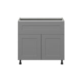 Hugo&Borg Beaumont 36-in W x 34.5-in H x 24-in D Slate Gray 1-Drawer Base Fully Assembled Cabinet (Flat Panel Shaker Style)