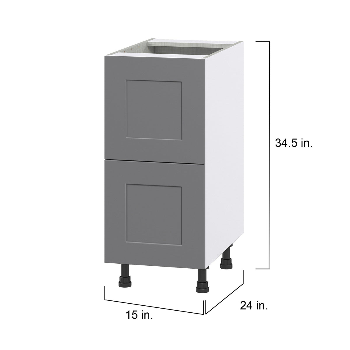 Hugo&Borg Beaumont 15-in W x 34.5-in H x 24-in D Slate Gray 2-Drawer Base Fully Assembled Cabinet
