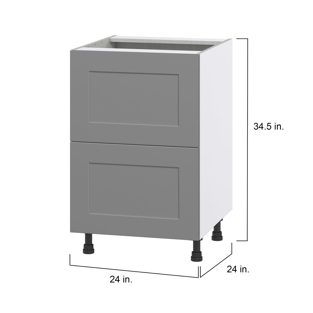 Hugo&Borg Beaumont 24-in W x 34.5-in H x 25-in D Slate Gray 2-Drawer Base Fully Assembled Cabinet