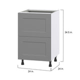 Hugo&Borg Beaumont 24-in W x 34.5-in H x 25-in D Slate Gray 2-Drawer Base Fully Assembled Cabinet