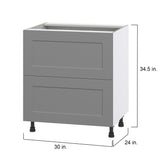 Hugo&Borg Beaumont 30-in W x 34.5-in H x 24-in D Slate Gray 2-Drawer Base Fully Assembled Cabinet