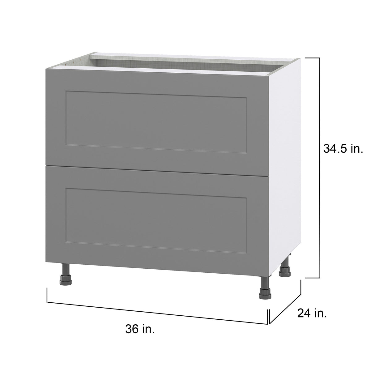 Hugo&Borg Beaumont 36-in W x 34.5-in H x 24-in D Slate Gray 2-Drawer Base Fully Assembled Cabinet