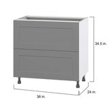 Hugo&Borg Beaumont 36-in W x 34.5-in H x 24-in D Slate Gray 2-Drawer Base Fully Assembled Cabinet
