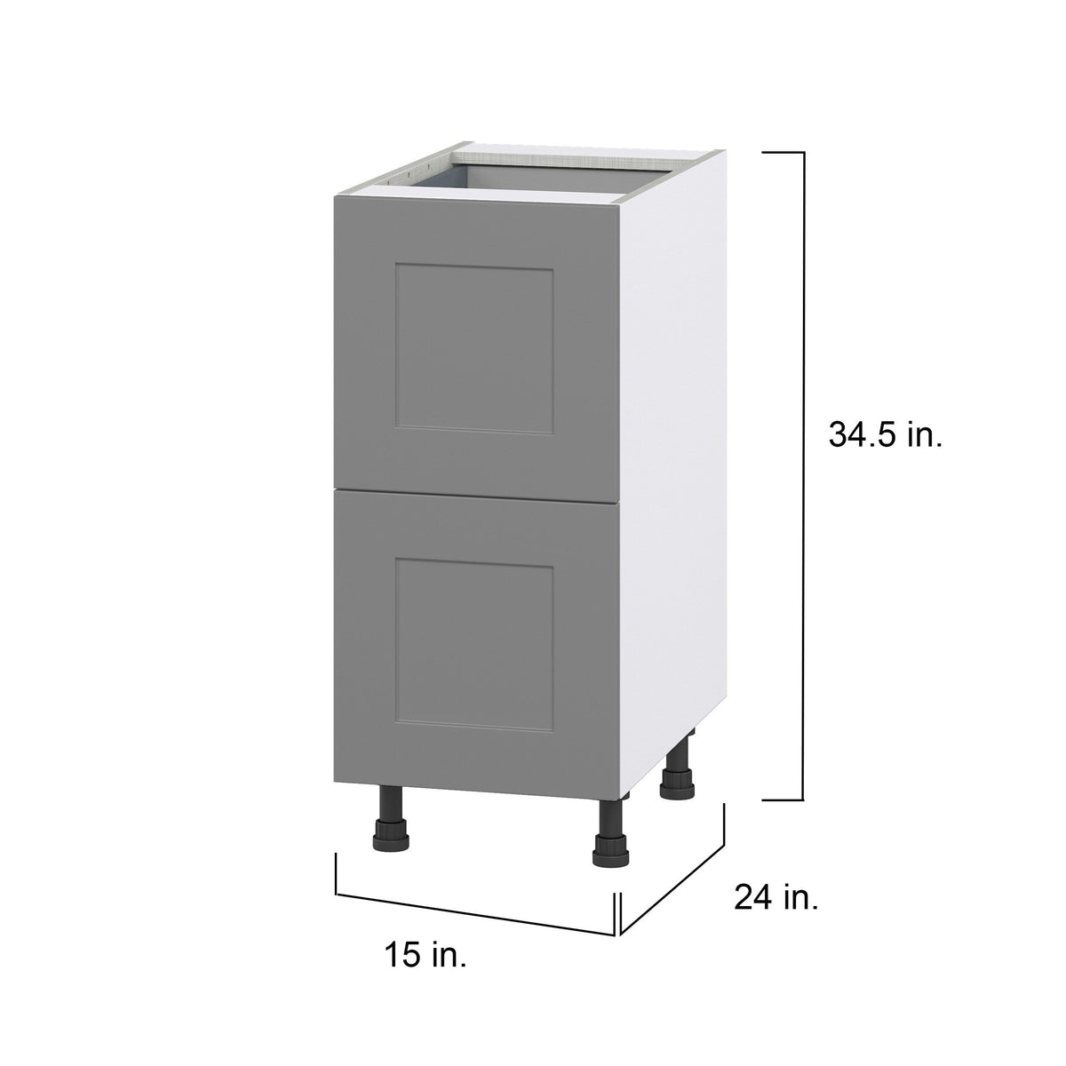 Hugo&Borg Beaumont 15-in W x 34.5-in H x 24-in D Slate Gray 2-Drawer Base Fully Assembled Cabinet