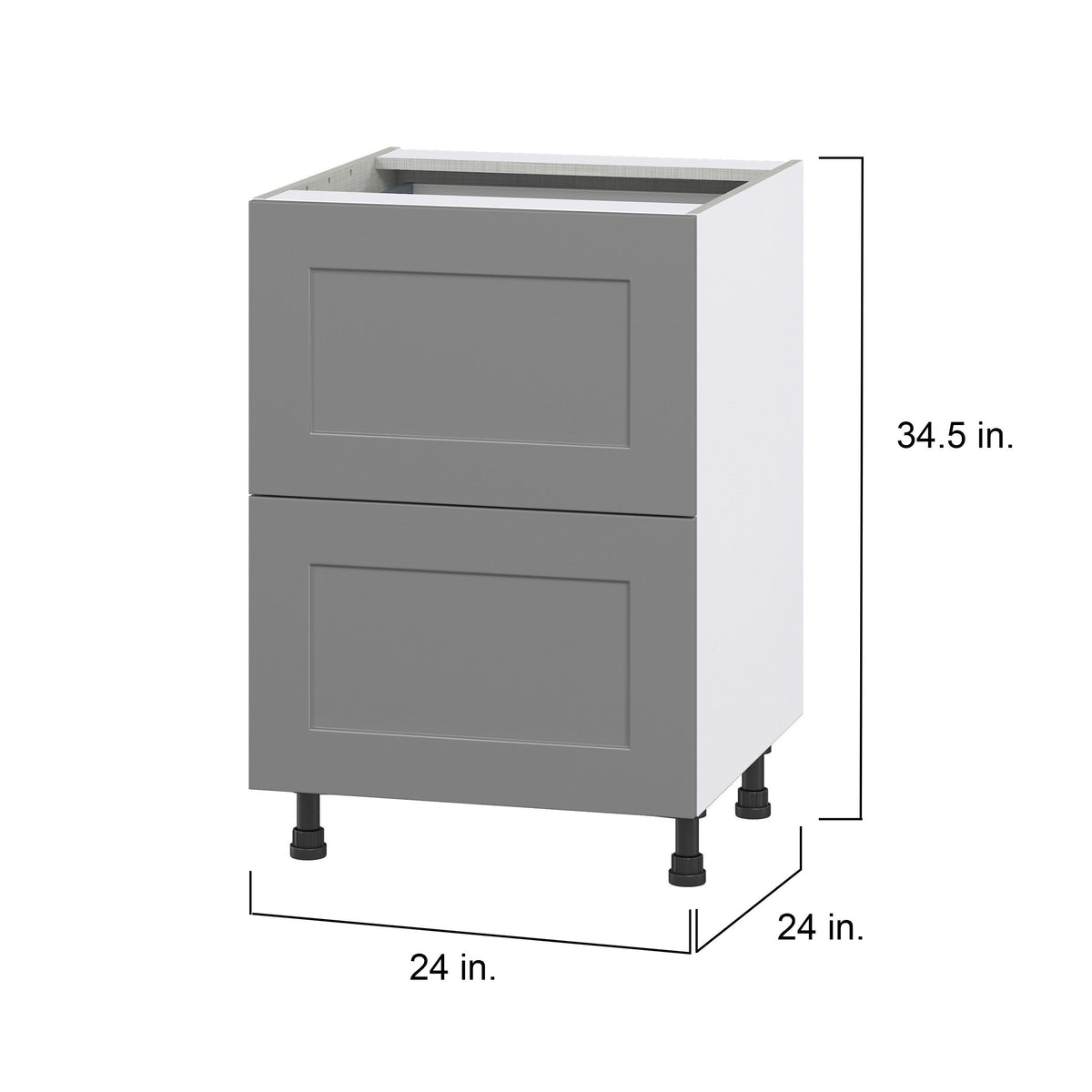 Hugo&Borg Beaumont 24-in W x 34.5-in H x 24-in D Slate Gray 2-Drawer Base Fully Assembled Cabinet