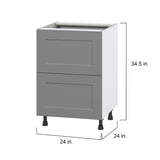 Hugo&Borg Beaumont 24-in W x 34.5-in H x 24-in D Slate Gray 2-Drawer Base Fully Assembled Cabinet