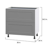 Hugo&Borg Beaumont 36-in W x 34.5-in H x 24-in D Slate Gray 2-Drawer Base Fully Assembled Cabinet