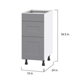 Hugo&Borg Beaumont 15-in W x 34.5-in H x 24-in D Slate Gray 3-Drawer Base Fully Assembled Cabinet