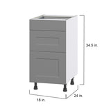 Hugo&Borg Beaumont 18-in W x 34.5-in H x 24-in D Slate Gray 3-Drawer Base Fully Assembled Cabinet