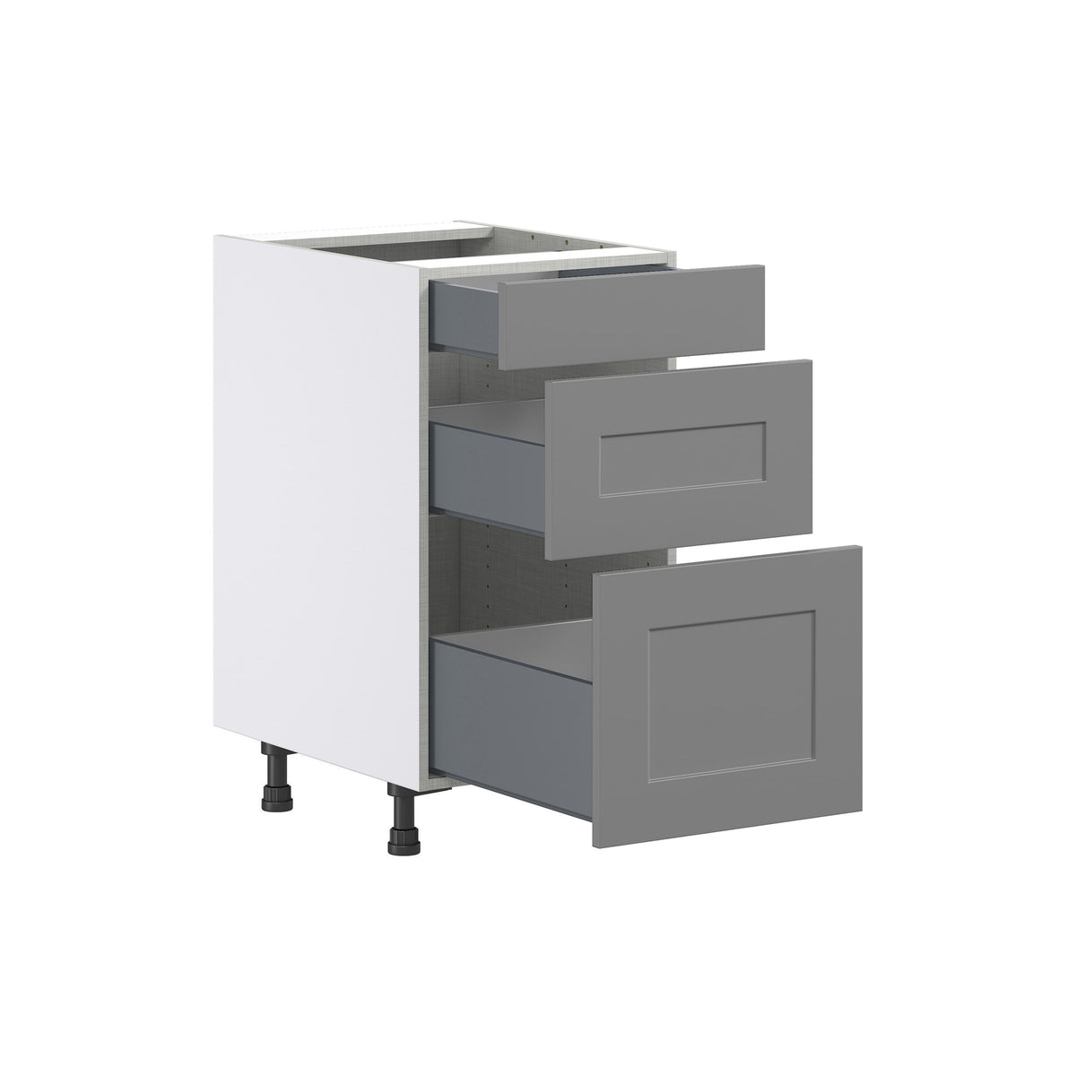 Hugo&Borg Beaumont 18-in W x 34.5-in H x 24-in D Slate Gray 3-Drawer Base Fully Assembled Cabinet