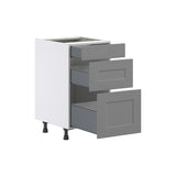 Hugo&Borg Beaumont 18-in W x 34.5-in H x 24-in D Slate Gray 3-Drawer Base Fully Assembled Cabinet