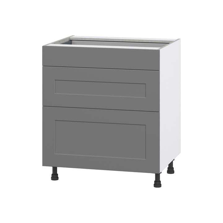 Hugo&Borg Beaumont 30-in W x 34.5-in H x 24-in D Slate Gray 3-Drawer Base Fully Assembled Cabinet