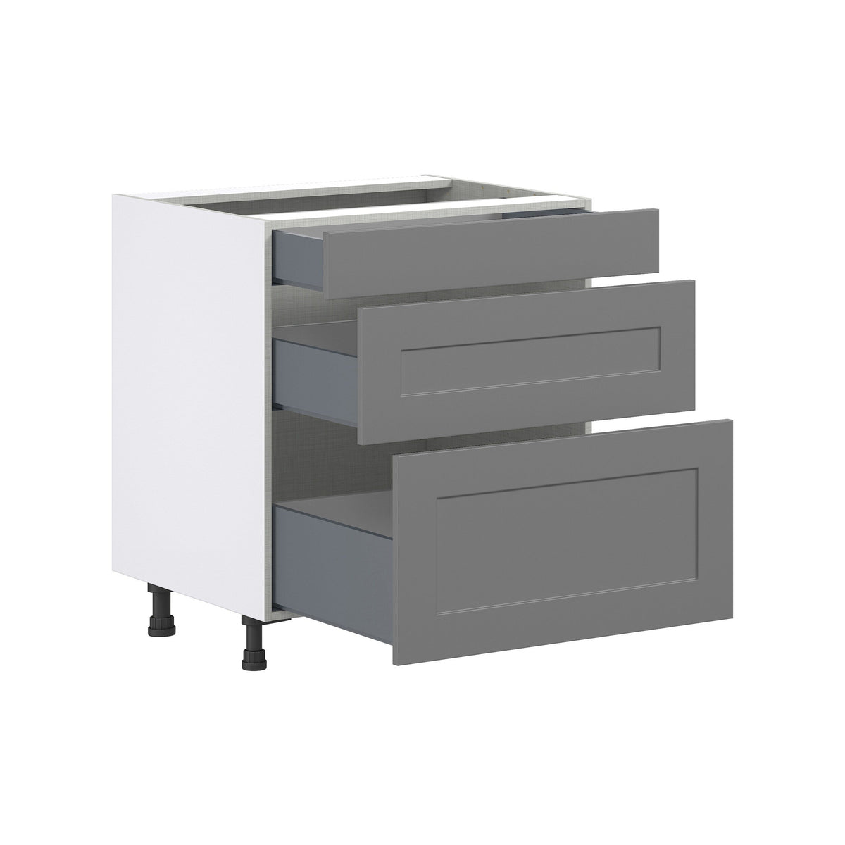 Hugo&Borg Beaumont 30-in W x 34.5-in H x 24-in D Slate Gray 3-Drawer Base Fully Assembled Cabinet