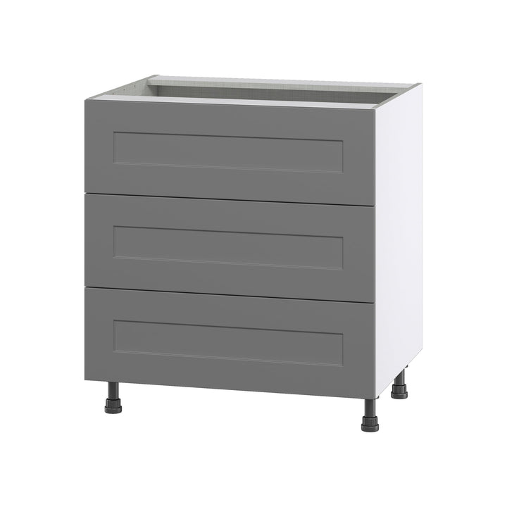 Hugo&Borg Beaumont 30-in W x 34.5-in H x 24-in D Slate Gray 3-Drawer Base Fully Assembled Cabinet