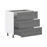 Hugo&Borg Beaumont 30-in W x 34.5-in H x 24-in D Slate Gray 3-Drawer Base Fully Assembled Cabinet
